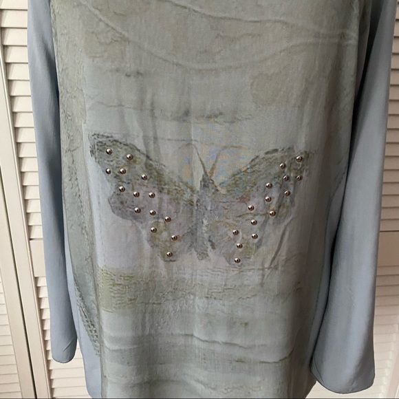 Bella Amore Butterfly print with studs tunic blouse L - Picture 6 of 10